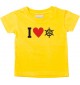 Süßes Kinder T-Shirt I Love Steuerrrad, Kapitän, gelb, 0-6 Monate