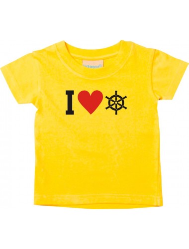 Süßes Kinder T-Shirt I Love Steuerrrad, Kapitän, gelb, 0-6 Monate