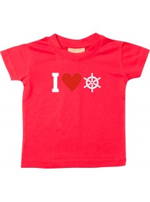 Süßes Kinder T-Shirt I Love Steuerrrad, Kapitän, rot, 0-6 Monate