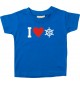 Süßes Kinder T-Shirt I Love Steuerrrad, Kapitän, royal, 0-6 Monate