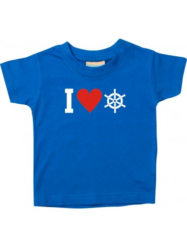 Süßes Kinder T-Shirt I Love Steuerrrad, Kapitän, royal, 0-6 Monate