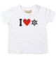 Süßes Kinder T-Shirt I Love Steuerrrad, Kapitän, weiß, 0-6 Monate