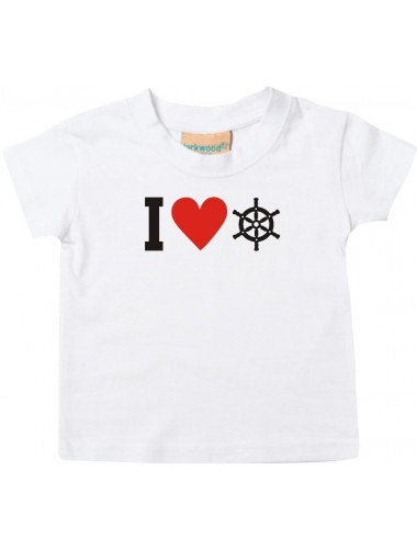 Süßes Kinder T-Shirt I Love Steuerrrad, Kapitän, weiß, 0-6 Monate
