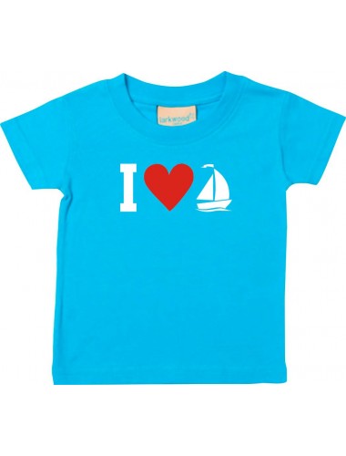 Süßes Kinder T-Shirt I Love Segelboot, Kapitän