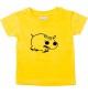 Kinder T-Shirt  Funny Tiere Nilpferd gelb, 0-6 Monate