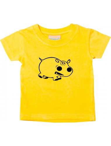 Kinder T-Shirt  Funny Tiere Nilpferd gelb, 0-6 Monate