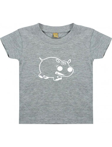 Kinder T-Shirt  Funny Tiere Nilpferd grau, 0-6 Monate