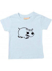 Kinder T-Shirt  Funny Tiere Nilpferd hellblau, 0-6 Monate