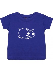 Kinder T-Shirt  Funny Tiere Nilpferd lila, 0-6 Monate