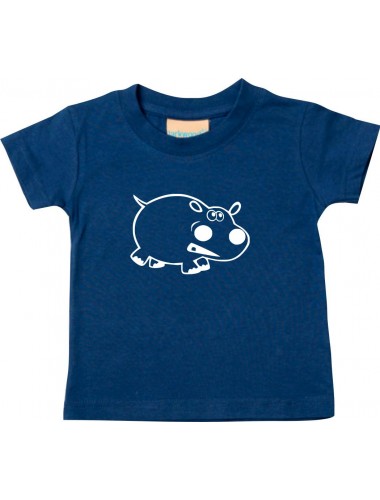 Kinder T-Shirt  Funny Tiere Nilpferd navy, 0-6 Monate