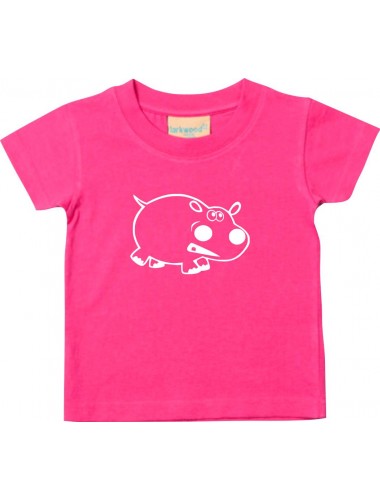 Kinder T-Shirt  Funny Tiere Nilpferd pink, 0-6 Monate