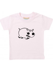 Kinder T-Shirt  Funny Tiere Nilpferd rosa, 0-6 Monate