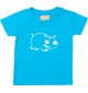 Kinder T-Shirt  Funny Tiere Nilpferd tuerkis, 0-6 Monate
