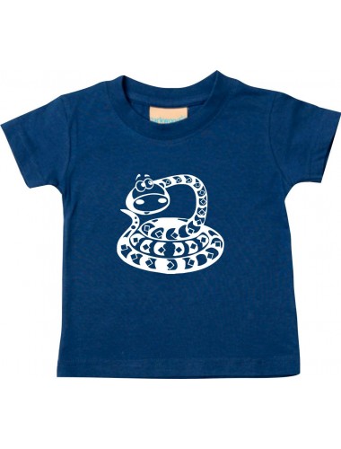 Kinder T-Shirt  Funny Tiere Schlange Snake navy, 0-6 Monate