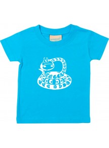 Kinder T-Shirt  Funny Tiere Schlange Snake tuerkis, 0-6 Monate