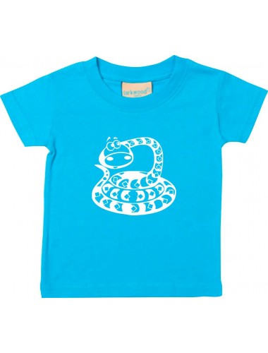 Kinder T-Shirt  Funny Tiere Schlange Snake tuerkis, 0-6 Monate