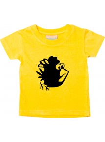 Kinder T-Shirt  Funny Tiere Vogel Spatz gelb, 0-6 Monate