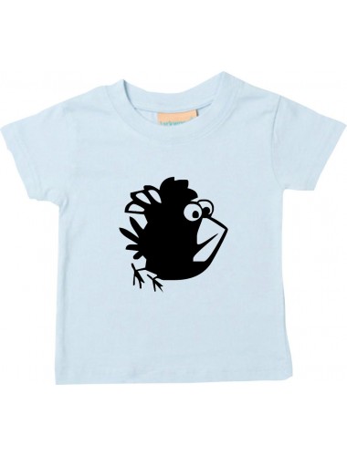 Kinder T-Shirt  Funny Tiere Vogel Spatz hellblau, 0-6 Monate