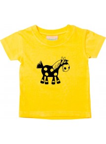 Kinder T-Shirt  Funny Tiere Pferd Pony gelb, 0-6 Monate