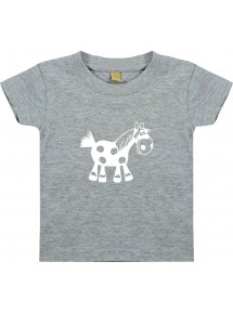 Kinder T-Shirt  Funny Tiere Pferd Pony grau, 0-6 Monate
