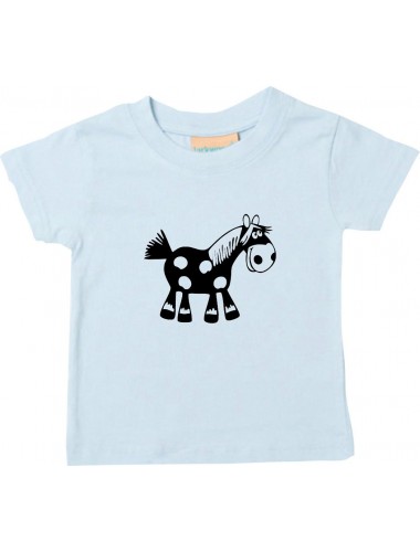 Kinder T-Shirt  Funny Tiere Pferd Pony hellblau, 0-6 Monate