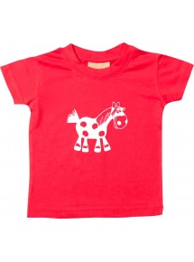 Kinder T-Shirt  Funny Tiere Pferd Pony rot, 0-6 Monate