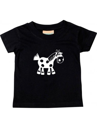Kinder T-Shirt  Funny Tiere Pferd Pony schwarz, 0-6 Monate