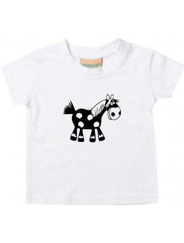Kinder T-Shirt  Funny Tiere Pferd Pony weiss, 0-6 Monate