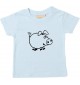 Kinder T-Shirt  Funny Tiere Schweinchen Schwein Ferkel hellblau, 0-6 Monate