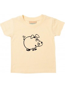 Kinder T-Shirt  Funny Tiere Schweinchen Schwein Ferkel hellgelb, 0-6 Monate