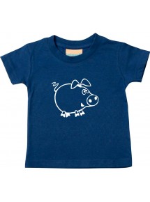 Kinder T-Shirt  Funny Tiere Schweinchen Schwein Ferkel navy, 0-6 Monate