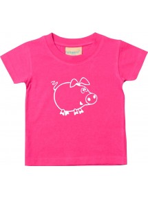 Kinder T-Shirt  Funny Tiere Schweinchen Schwein Ferkel pink, 0-6 Monate