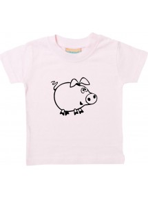 Kinder T-Shirt  Funny Tiere Schweinchen Schwein Ferkel rosa, 0-6 Monate