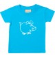 Kinder T-Shirt  Funny Tiere Schweinchen Schwein Ferkel tuerkis, 0-6 Monate