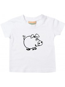 Kinder T-Shirt  Funny Tiere Schweinchen Schwein Ferkel weiss, 0-6 Monate