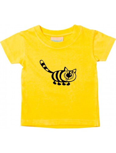 Kinder T-Shirt  Funny Tiere Katze gelb, 0-6 Monate