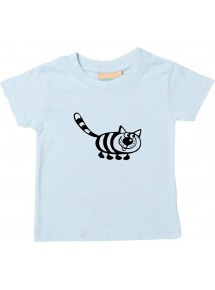 Kinder T-Shirt  Funny Tiere Katze hellblau, 0-6 Monate