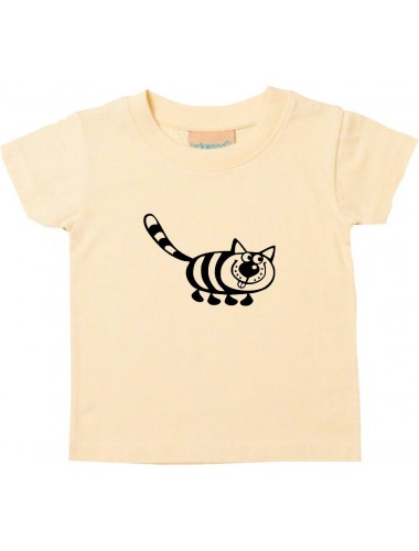 Kinder T-Shirt  Funny Tiere Katze hellgelb, 0-6 Monate
