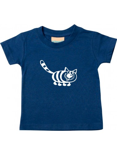 Kinder T-Shirt  Funny Tiere Katze navy, 0-6 Monate