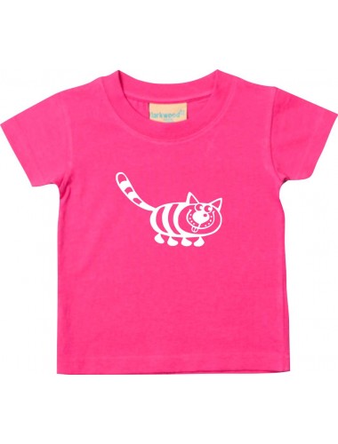 Kinder T-Shirt  Funny Tiere Katze pink, 0-6 Monate