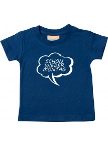 Kinder T-Shirt Sprechblase schon wieder Montag navy, 0-6 Monate