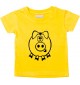 Kinder T-Shirt  Funny Tiere Schwein Eber Sau gelb, 0-6 Monate