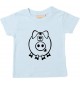 Kinder T-Shirt  Funny Tiere Schwein Eber Sau hellblau, 0-6 Monate