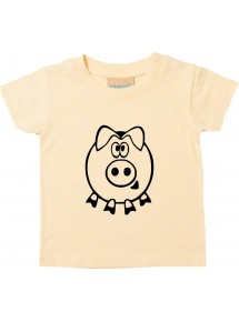 Kinder T-Shirt  Funny Tiere Schwein Eber Sau hellgelb, 0-6 Monate