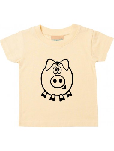 Kinder T-Shirt  Funny Tiere Schwein Eber Sau hellgelb, 0-6 Monate