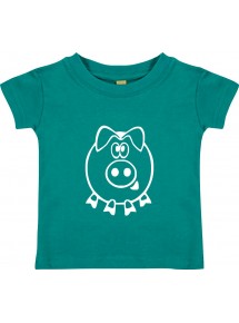 Kinder T-Shirt  Funny Tiere Schwein Eber Sau jade, 0-6 Monate