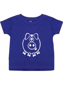 Kinder T-Shirt  Funny Tiere Schwein Eber Sau lila, 0-6 Monate