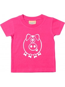 Kinder T-Shirt  Funny Tiere Schwein Eber Sau pink, 0-6 Monate