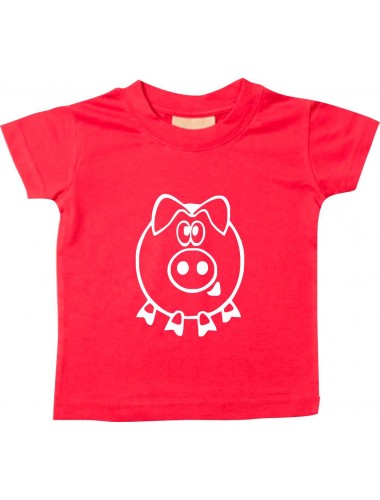 Kinder T-Shirt  Funny Tiere Schwein Eber Sau rot, 0-6 Monate