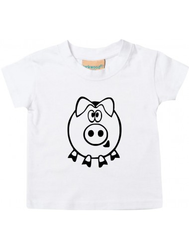 Kinder T-Shirt  Funny Tiere Schwein Eber Sau weiss, 0-6 Monate